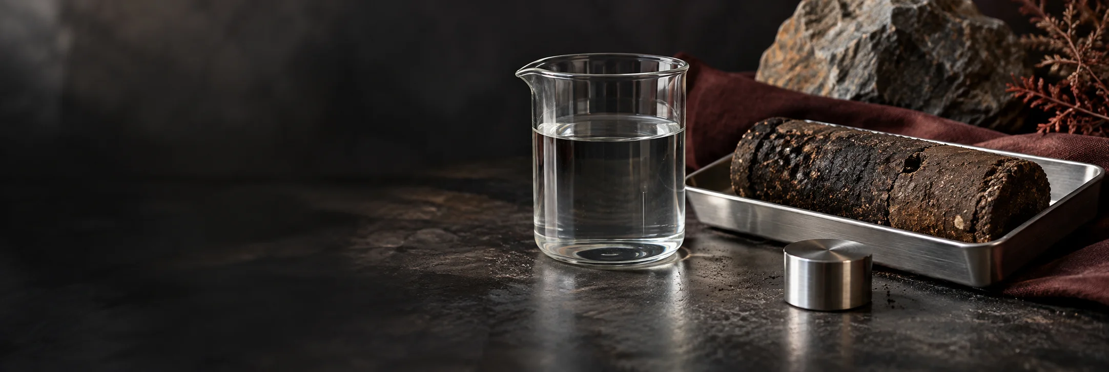 Water, a soil core and stainless steel illustrating oehha chromium vi prop65 research context.